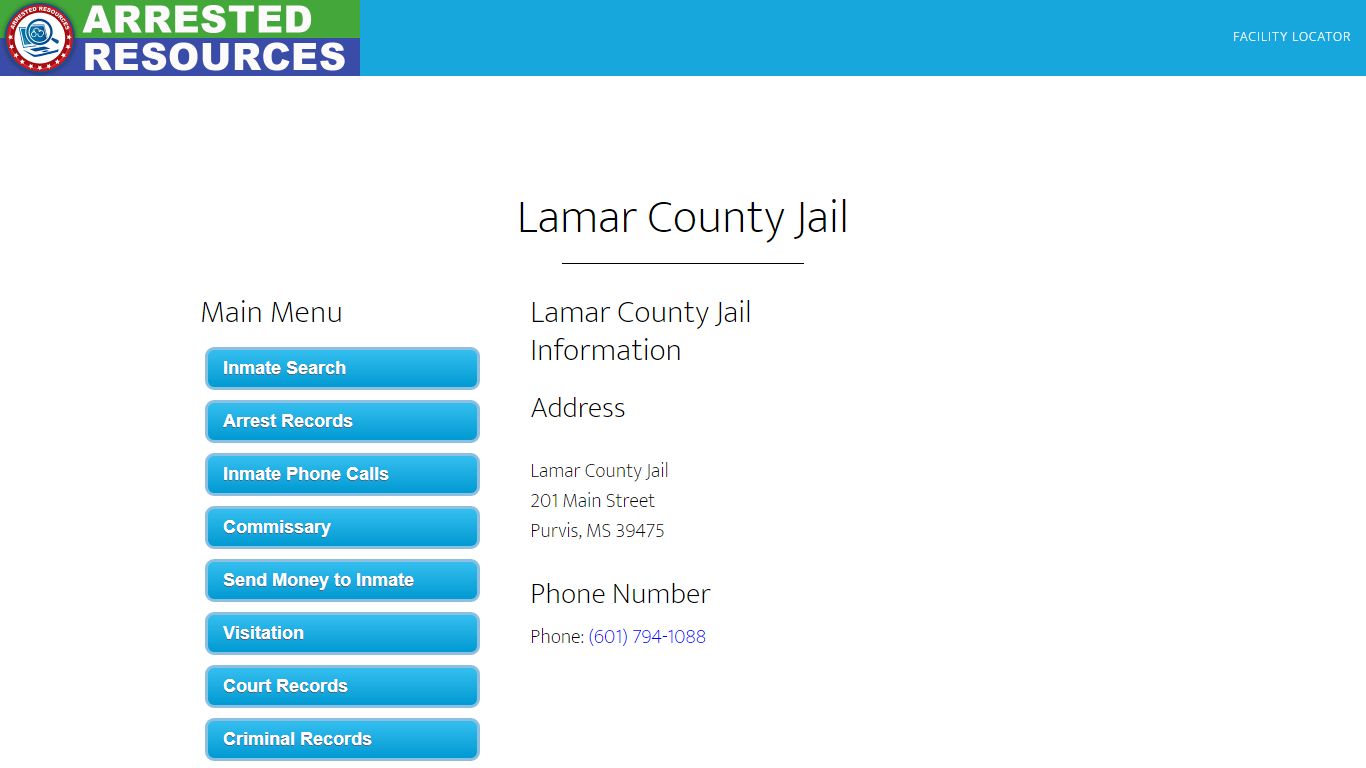 Lamar County Jail - Inmate Search - Purvis, MS